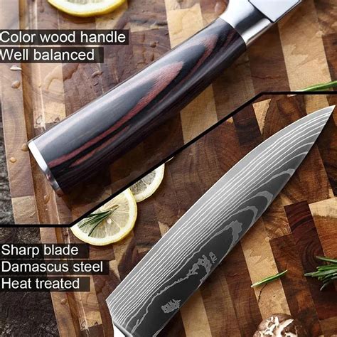 8pcs kitchen chef knives set 8 inch japanese 7cr17 440c high carbon stainless steel damascus