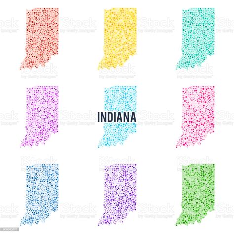 Vector Colorful Dotted Map Of The State Of Indiana Stock Illustration