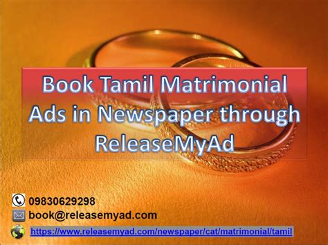 now book tamil matrimonial newspaper advertisement online with online ad booking portal of