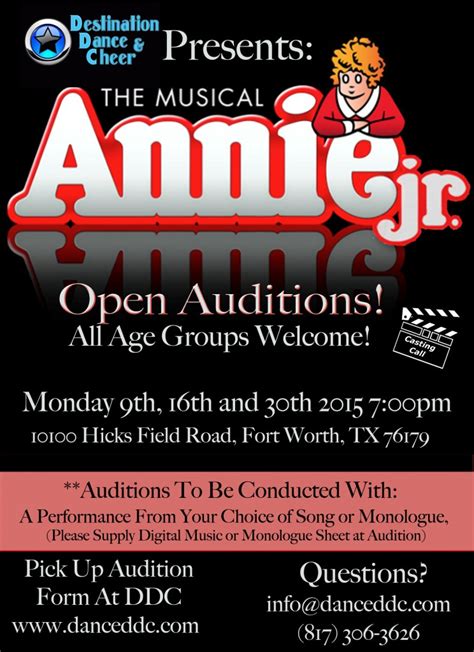 Musical Auditions For Kids In Ft Worth Texas “annie Jr” Auditions Free