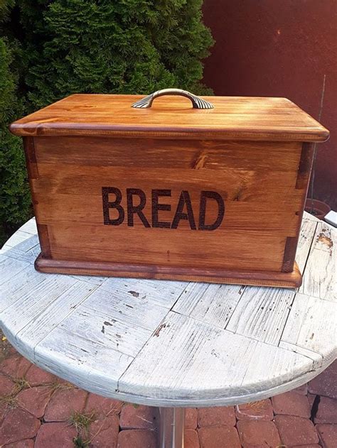 Mountain woods brown antique extra large bamboo bread box. Wooden handmade bread box. Vintage style. Big Sale ...