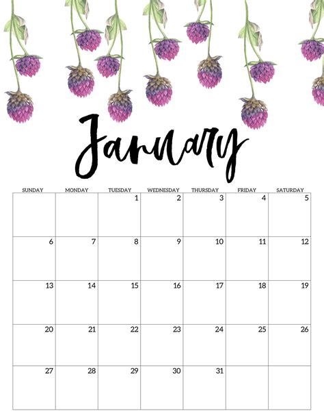 Printable Floral January 2023 Calendar Printable World Holiday