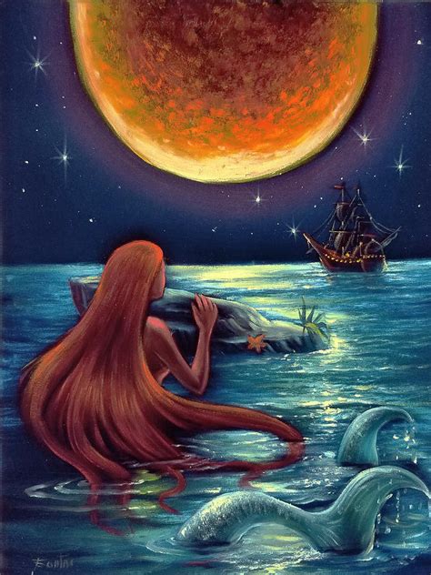 Painting Art And Collectibles Ariel And The Sea Flowers Original Painting