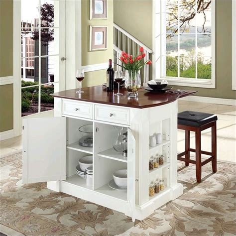 In modern times most people are rushing in the morning, a breakfast bar with bar stools seating is the perfect choice in place of the kitchen table. Crosley Furniture Coventry Drop Leaf Breakfast Bar Kitchen ...