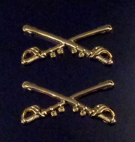 Crossed Swords Gold Cavalry Mounted Patrol Collar Pins