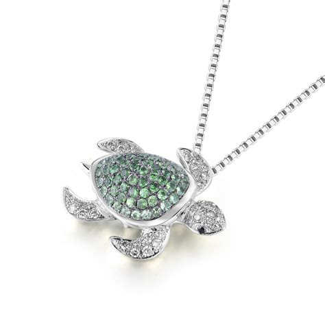 K Tsavorite Diamond Turtle Pendant