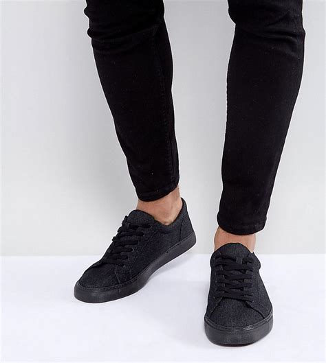 Asos Wide Fit Lace Up Sneakers In Dark Denim Black Asos Online Shopping Online Shopping