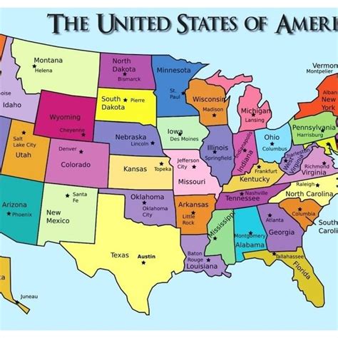 Usa Map With State Names United States Of America Map Poster Map Of