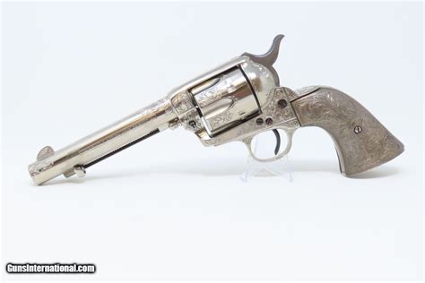 Solid Silver Gripped Engraved Colt Saa Peacemaker 38 Special