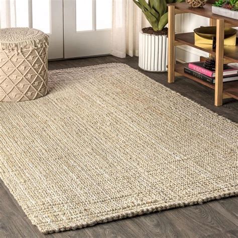 Jonathan Y Natural Fiber 8 X 10 Ivory Indoor Solid Handcrafted Area Rug