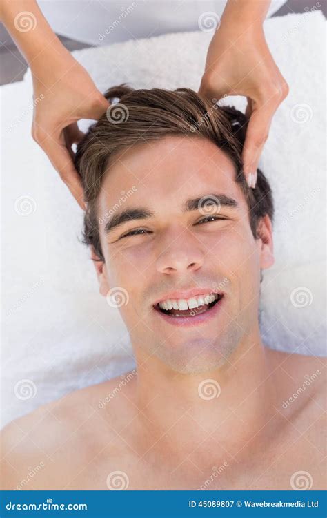 Man Receiving Head Massage At Spa Center Stock Image Image Of Portrait Head 45089807