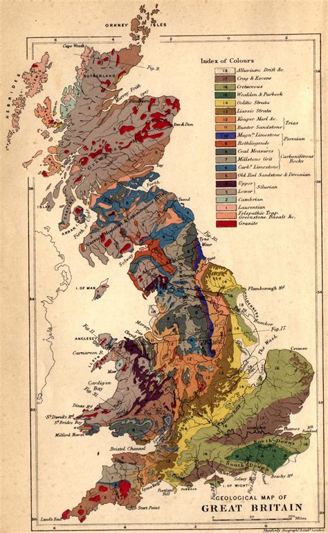 Geological Map Of Great Britain 1878 Map Of Great Britain Map Of