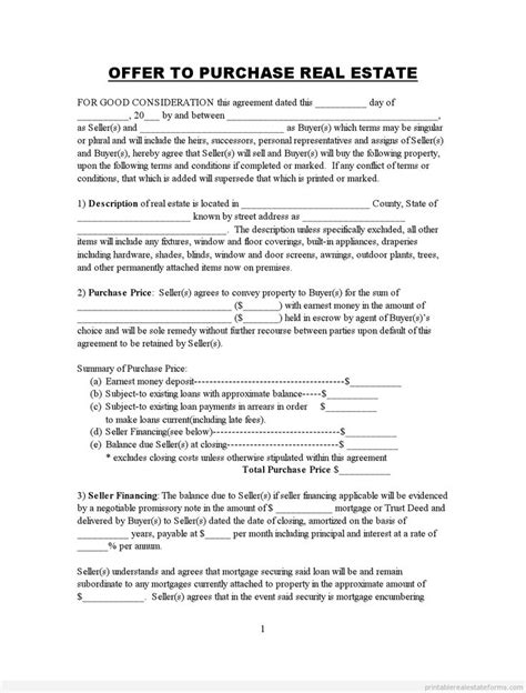 House Purchase Offer Letter Example Property Purchase