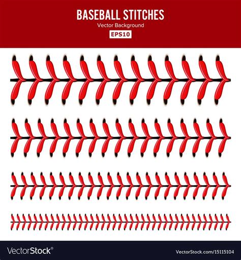 Baseball Stitches Vector Set Baseball Red Lace Isolated Download A
