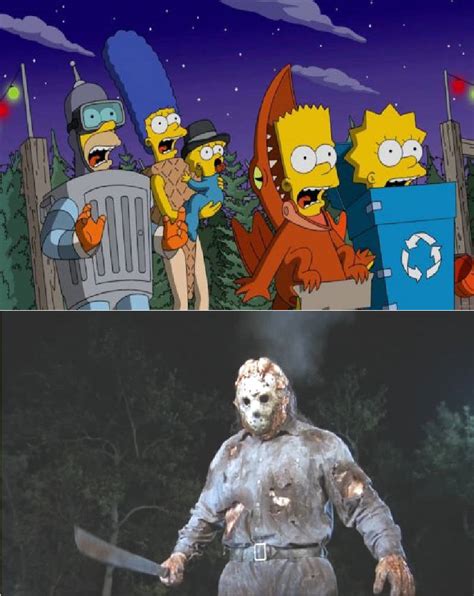 The Simpsons Get Scared Of Jason Voorhees By Thenoblepirate On Deviantart