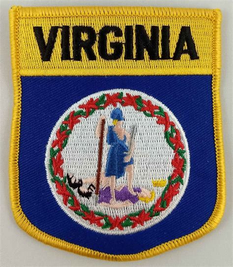 Virginia State Shield Patch Badge Embroidered Iron On Applique Etsy