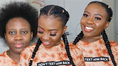 Short headband braids, braided bangs and braids in half up hairstyles can have different textures and braided patterns. 2 FEED-IN BRAIDS ON YOURSELF | SHORT 4C NATURAL HAIR ...
