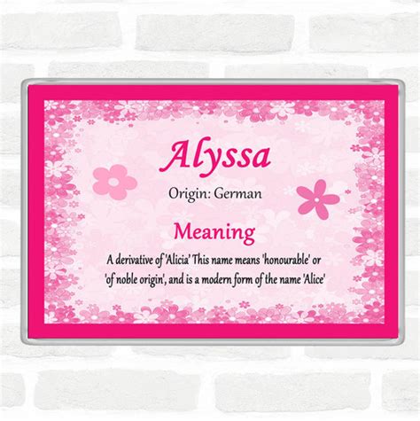 Alyssa Personalised Name Meaning Jumbo Magnet The Card Zoo