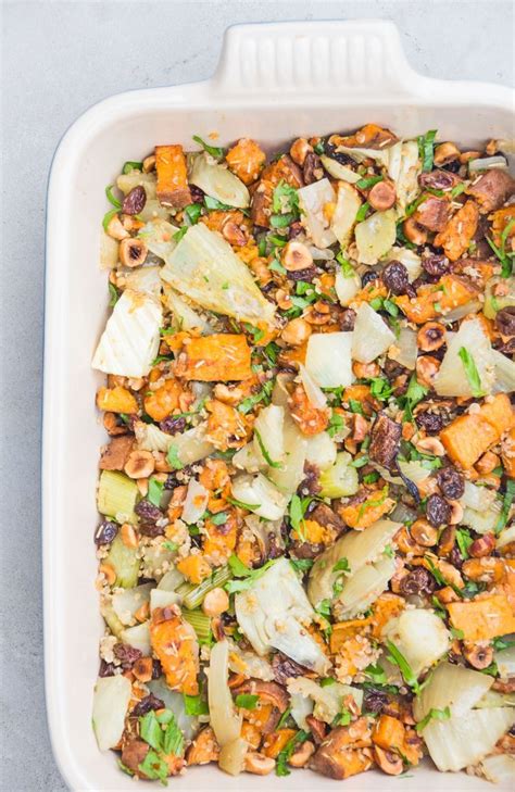 Quinoa makes a hearty salad base that will help give you the energy you need to get through your day. Quinoa, Sweet Potato & Raisin Salad | Sweet potato quinoa salad, Veg dishes, Best vegan salads