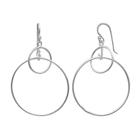 Primrose Sterling Silver Double Hoop Drop Earrings Women S Earrings