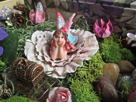 Miniature Fairy Garden And Crystal Treasure Chest With Small Fairy In