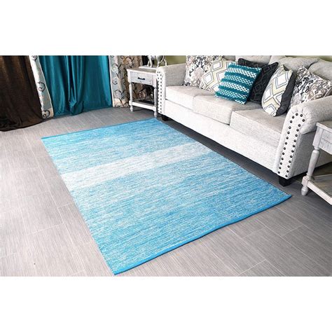 How big is a 5 x 7 rug? 5x7' Area Rug Turquoise Blue & White for Living Room ...