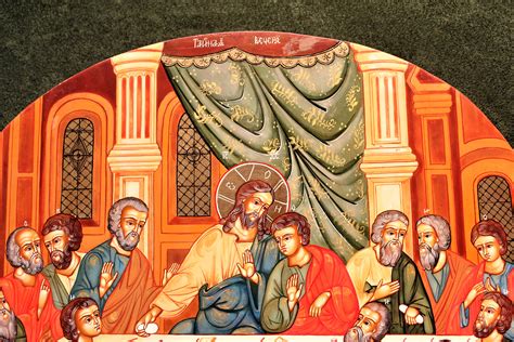 The traditional passover supper of jesus with his disciples on the eve of his crucifixion. The Last Supper