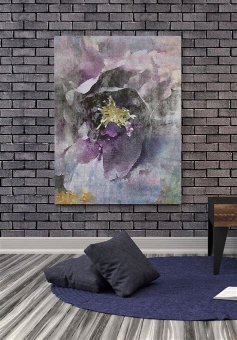 Purple Rustic Floral Floral Painting Purple Gray Abstract Etsy