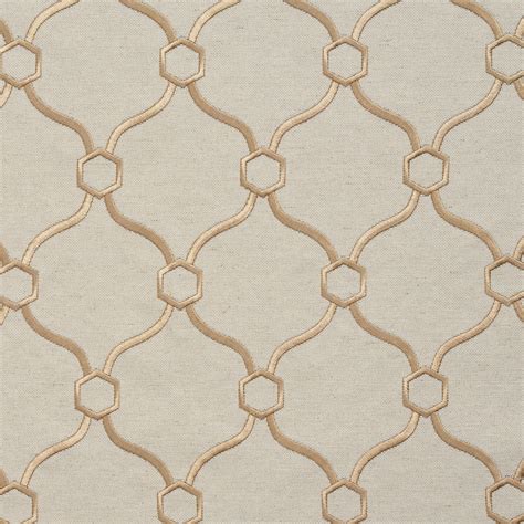 Gold And White Abstract Damask Upholstery Fabric