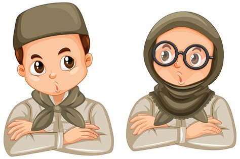 Young Muslim Student Cartoon Character Set 1235395 Vector Art At Vecteezy