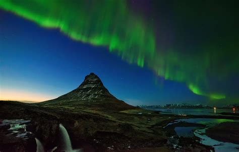 Aurora Above Kirkjufell Mountain Iceland Most Beautiful Picture