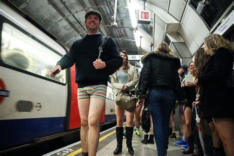 Commuters Brave The Chill To Strip Down To Underwear In International