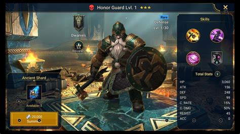 RAID Shadow Legends Unlocking Honor Guard RARE FORCE Champion