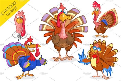 Thanksgiving Turkey Characters Custom Designed Illustrations