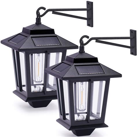 Buy 2 Pack Solar Wall Lanterns Aluminum Outdoor Hanging Solar Lights With 4 Solar Panels Dusk To