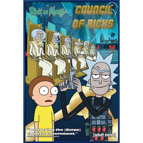 Rick And Morty Framed Tv Show Poster Council Of Ricks Metallic
