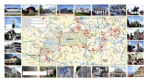 Большая туристическая карта центральной части города Берлина Берлин Германия Европа Maps
