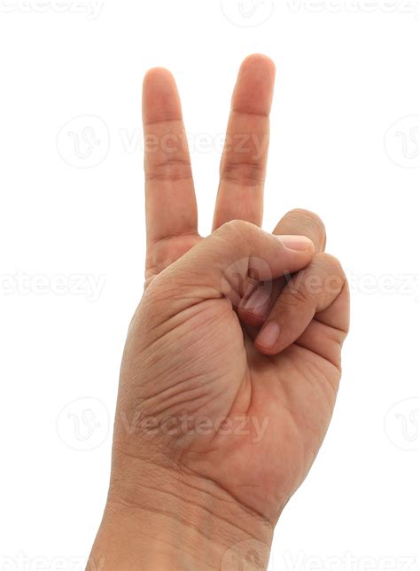 Hand With Two Fingers Up On Transparent Background Png File 9308982 Png
