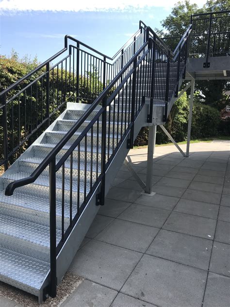 Metal Staircase Design With Checkplate Non Slip Treads Closed Risers