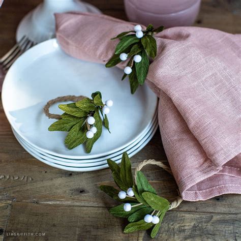 Lia Griffith Crepe Paper Mistletoe Napkin Rings