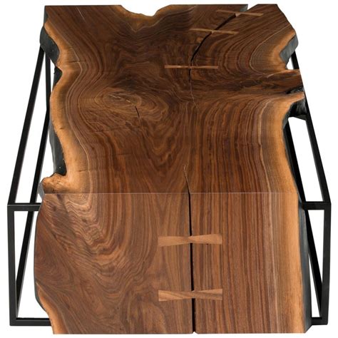Custom made live edge furniture for sale locally (u.s. Live Edge Walnut Slab Coffee Table on Matte Black Base ...