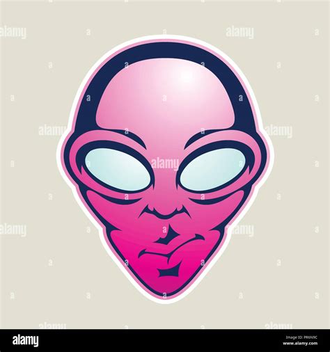 Ilustración vectorial de cabeza de Alien Cartoon icono Magenta aislado