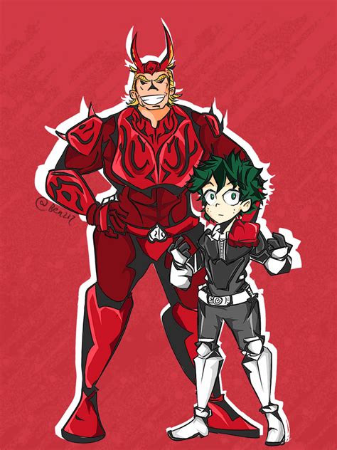 Kamen Rider Den O Midoriya And Momotaros All Might My Hero Academia