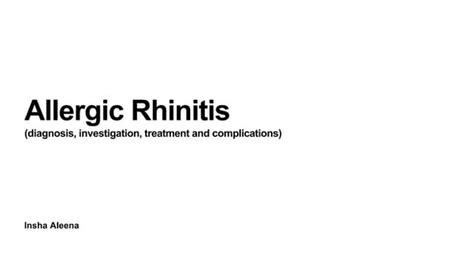 Allergic Rhinitis Ppt