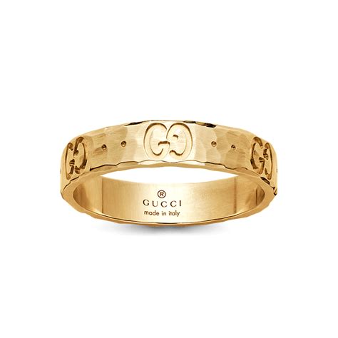 Gucci 18ct Yellow Gold Icon Hammered Ring At Berrys Jewellers