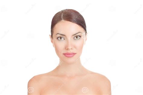 Beautiful Woman Looking At You Camera Showing Clean Skin Fresh Face