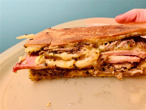 Homemade Cuban Sandwich Dipped In Roast Pork Pan Sauce Dining And