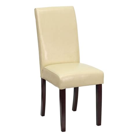 Royale Ivory Leather Upholstered Parson Chairs Overstock 10343501