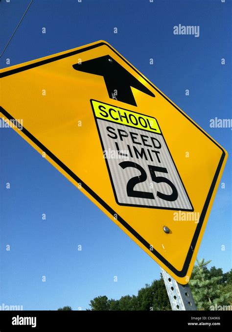 Speed Limit Sign At School Stock Photo Alamy