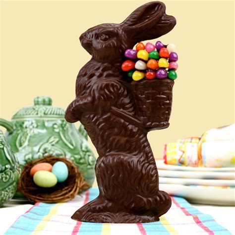 Medium Standing Chocolate Bunny Decorated With Jelly Beans Solid Edelweiss Chocolates